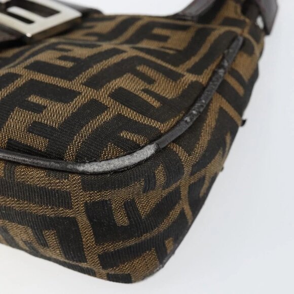 FENDI Zucca Canvas Shoulder Bag Black Brown Auth 146505 - Picture 3 of 16